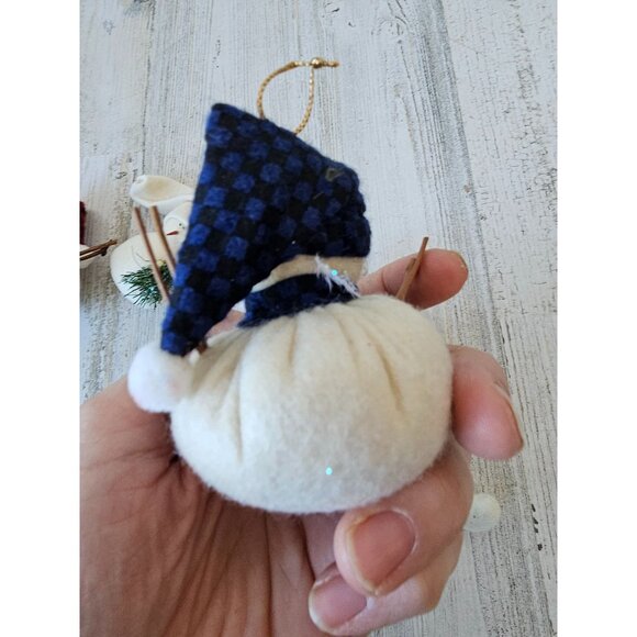 Plush folk art snowman set tree Xmas heart decor shabby chic - Picture 7 of 11